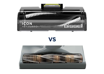 ICONPET TURBO Cordless Stick Vac Clear Brush Roll vs. Brush Roll with Hair Wrap
