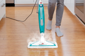 PowerFresh Steam Mop Mopping sealed hard floor in kitchen