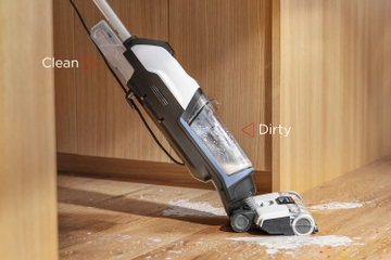 CrossWave Edge vacuuming pet hair from hard flooring
